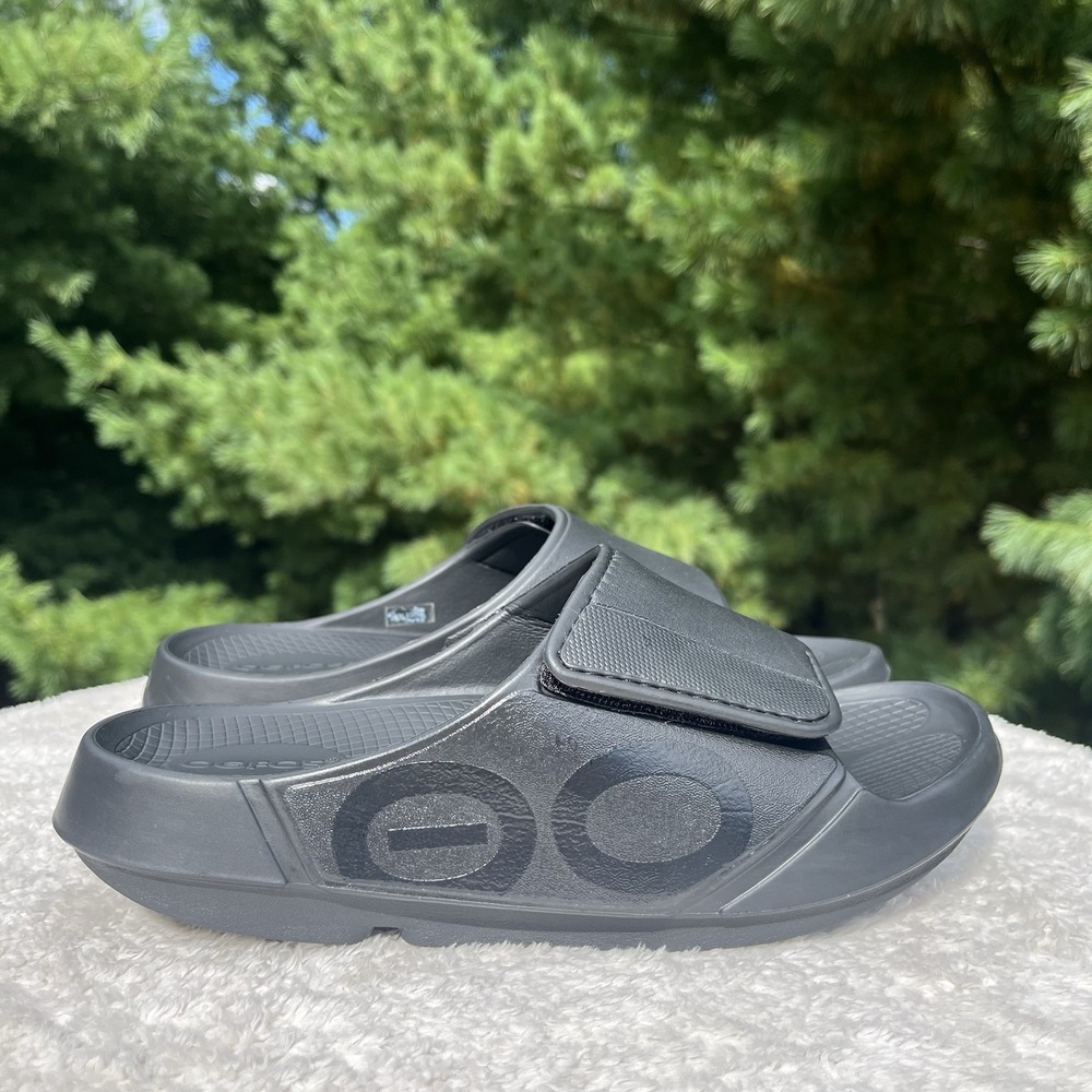 OOFOS OOahh Sport Flex Recovery Slide Womens 10 Black Comfort Slip-on Sandal